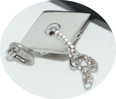 Vintage Wells Sterling Silver Chain Graduation Cap Charm