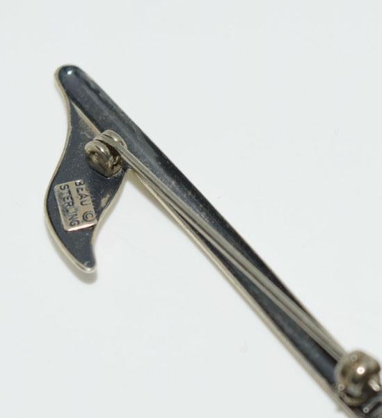 Vintage Beau Sterling Large 8th Note Music Brooch Pin