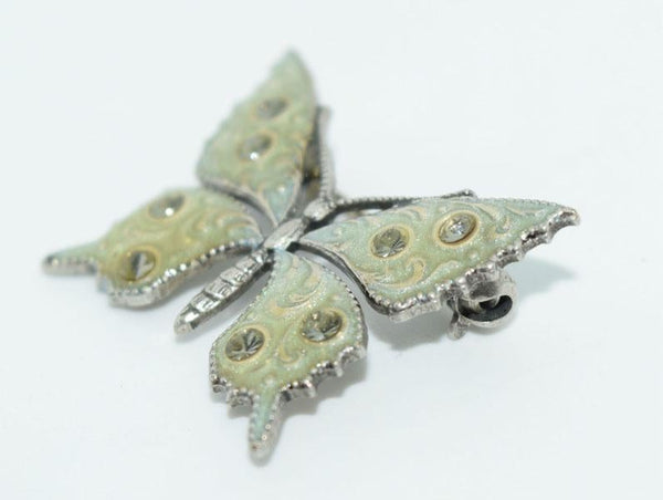 Vintage Fashion Butterfly Green Enamel Brooch Pin
