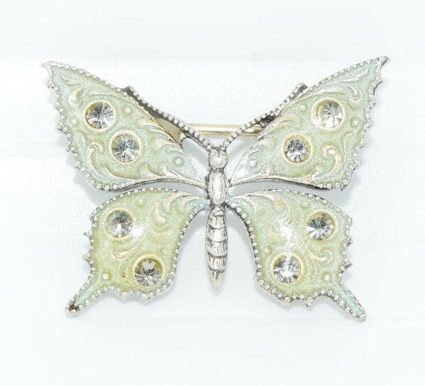 Vintage Fashion Butterfly Green Enamel Brooch Pin