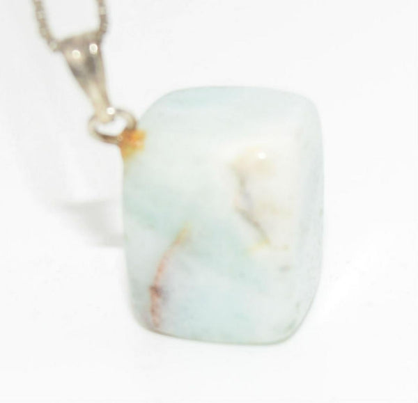 Vintage Larimar Sterling Silver Cube Necklace