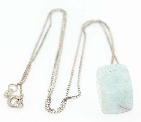 Vintage Larimar Sterling Silver Cube Necklace