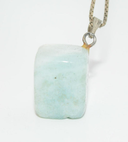 Vintage Larimar Sterling Silver Cube Necklace
