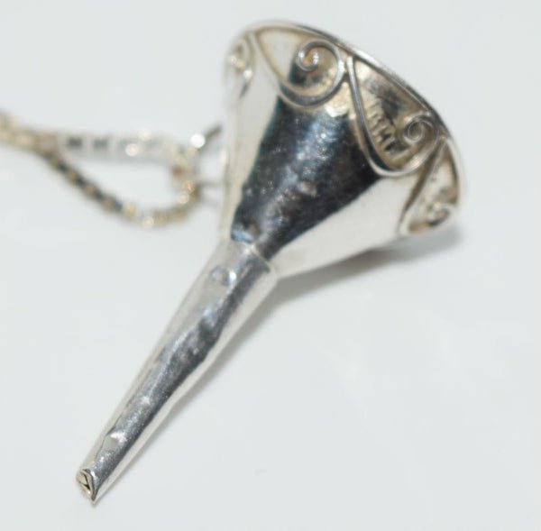 Vintage Mexico Sheet Silver Perfume Funnel Necklace