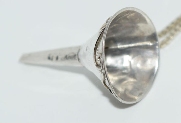 Vintage Mexico Sheet Silver Perfume Funnel Necklace