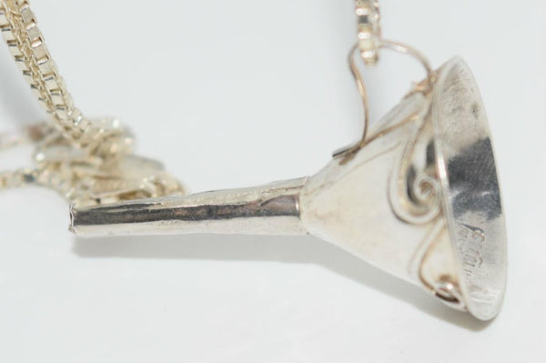 Vintage Handmade Mexico Sheet Silver Perfume Funnel Necklace