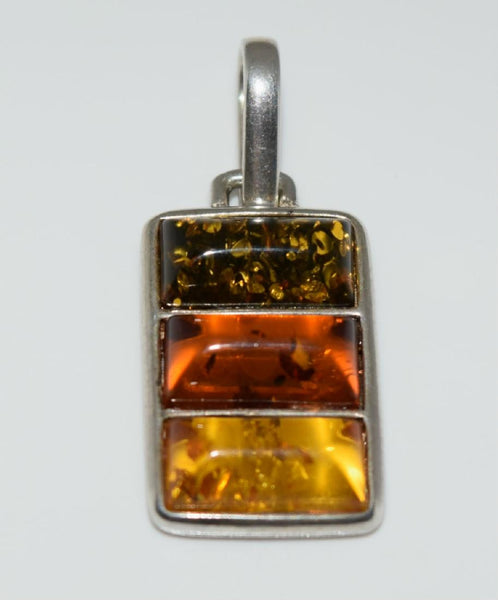 Vintage Tri-Color Amber Necklace & Square Cut Amber Earrings