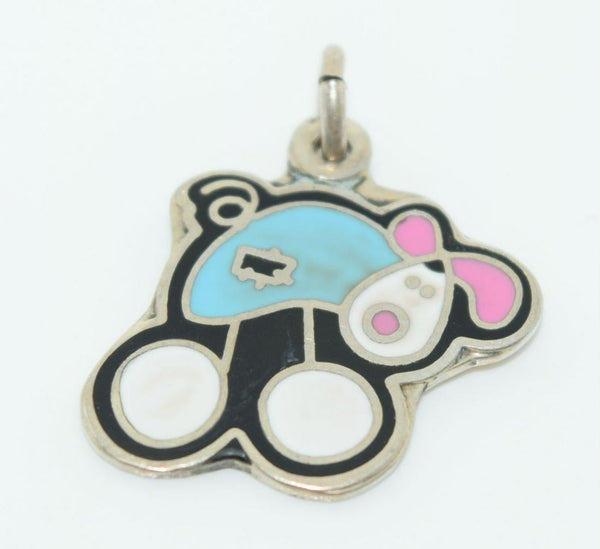 925 Vintage Sterling Full Enamel Cute Puppy Charm for Bracelet