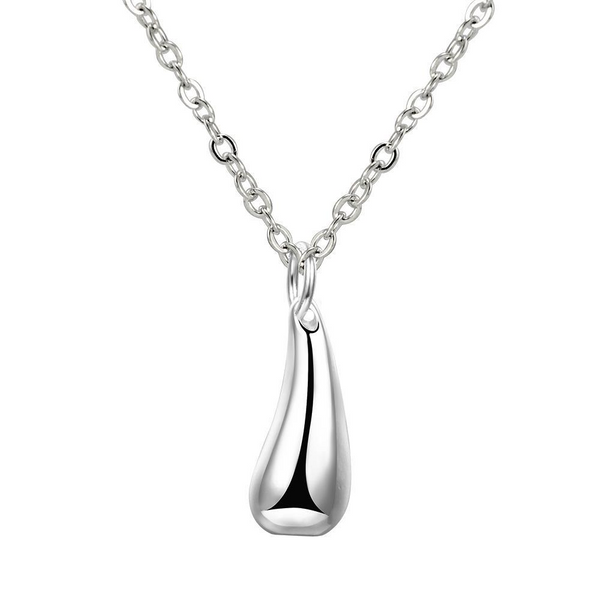 18k White Gold Teardrop Necklace, Adjustable Ring, and Threader Earrings Jewelry Set