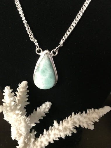 Natural Dominican Larimar Gemstone 18" Necklace & Earrings Set